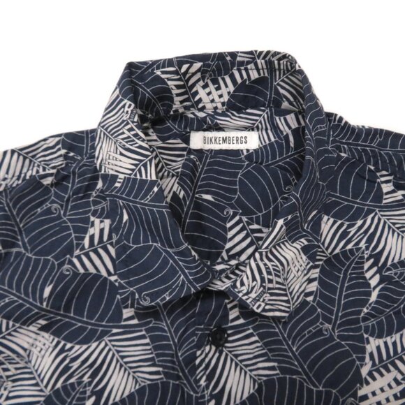Bikkembergs Button Up Shirt Mens Medium Short Sleeve Blue Floral Hawaiian S/S - Picture 2 of 4